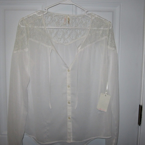 Nordstrom Frenchi Women's Small‎ Sheer Ivory Blouse